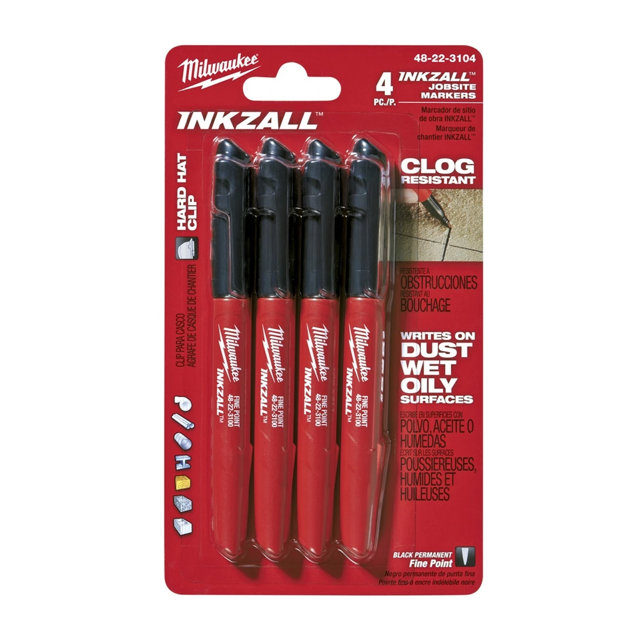 Milwaukee 48-22-3104 INKZALL Black Fine Point Marker (4 PK) 3 Milwaukee 48-22-3104 INKZALL Black Fine Point Marker (4 PK)