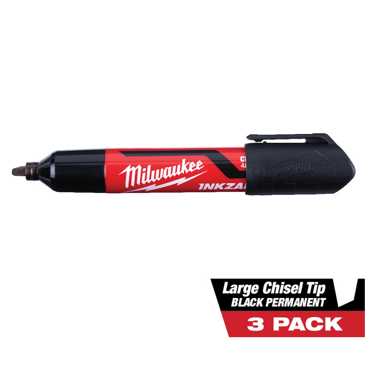 Milwaukee 48-22-3250 INKZALL 3PC Large Chisel Tip Black Marker 3 Milwaukee 48-22-3250 INKZALL 3PC Large Chisel Tip Black Marker
