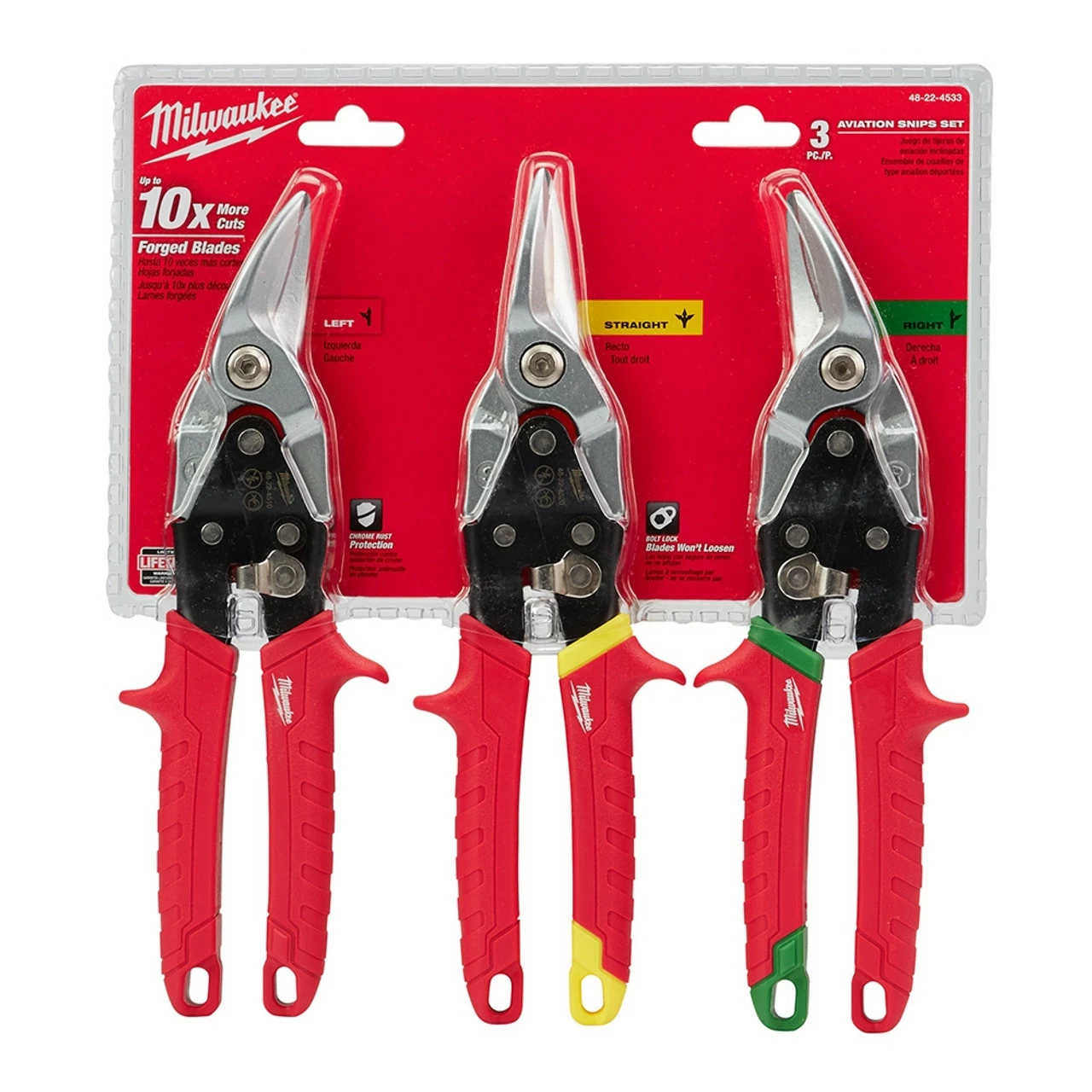 Milwaukee 48-22-4533 3 PC Aviation Snip Set 3 Milwaukee 48-22-4533 3 PC Aviation Snip Set