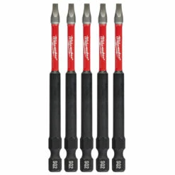 Milwaukee 48-32-4574 SHOCKWAVE 3-1/2 Impact Square Recess #2 Power Bits 5 Pk