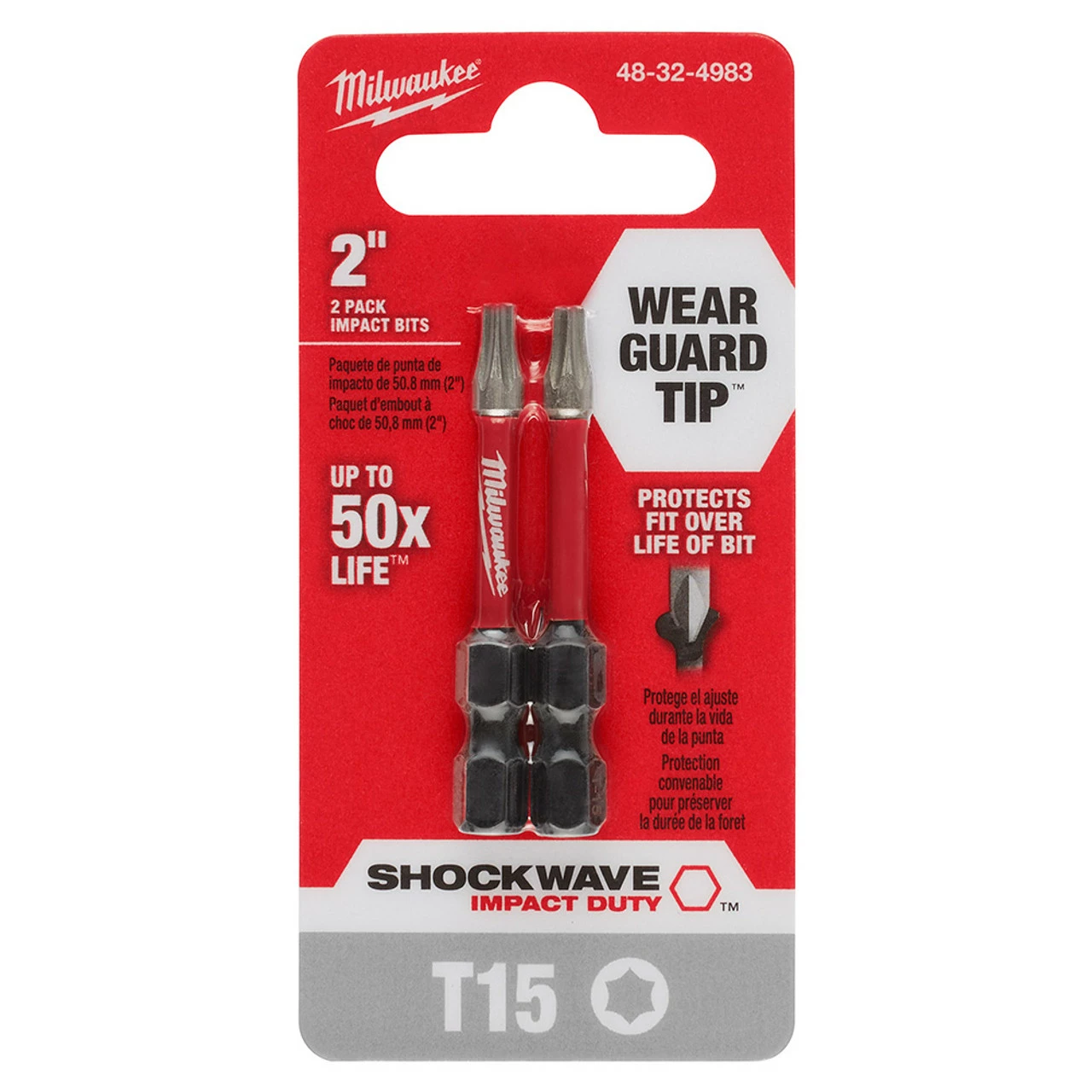Milwaukee 48-32-4983 SHOCKWAVE 2 In. T15 Impact Bit 2PK 3 Milwaukee 48-32-4983 SHOCKWAVE 2 In. T15 Impact Bit 2PK