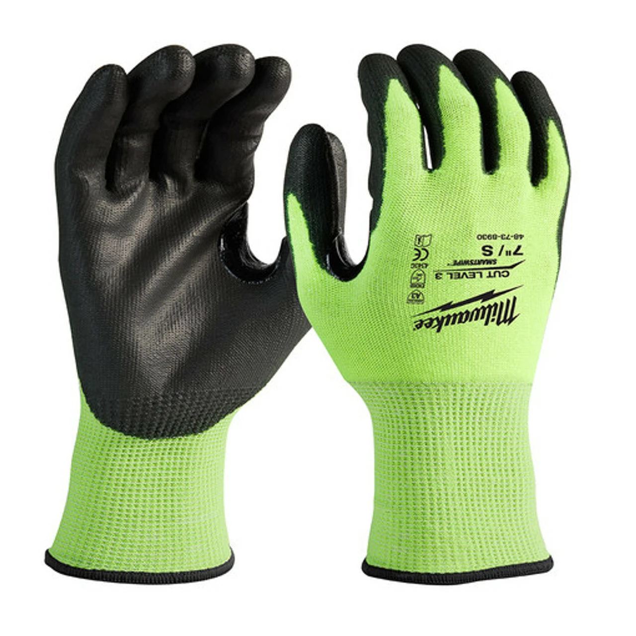 Milwaukee 48-73-8930 High-Visibility Cut Level 3 Polyurethane Dipped Gloves Small 3 Milwaukee 48-73-8930 High-Visibility Cut Level 3 Polyurethane Dipped Gloves Small
