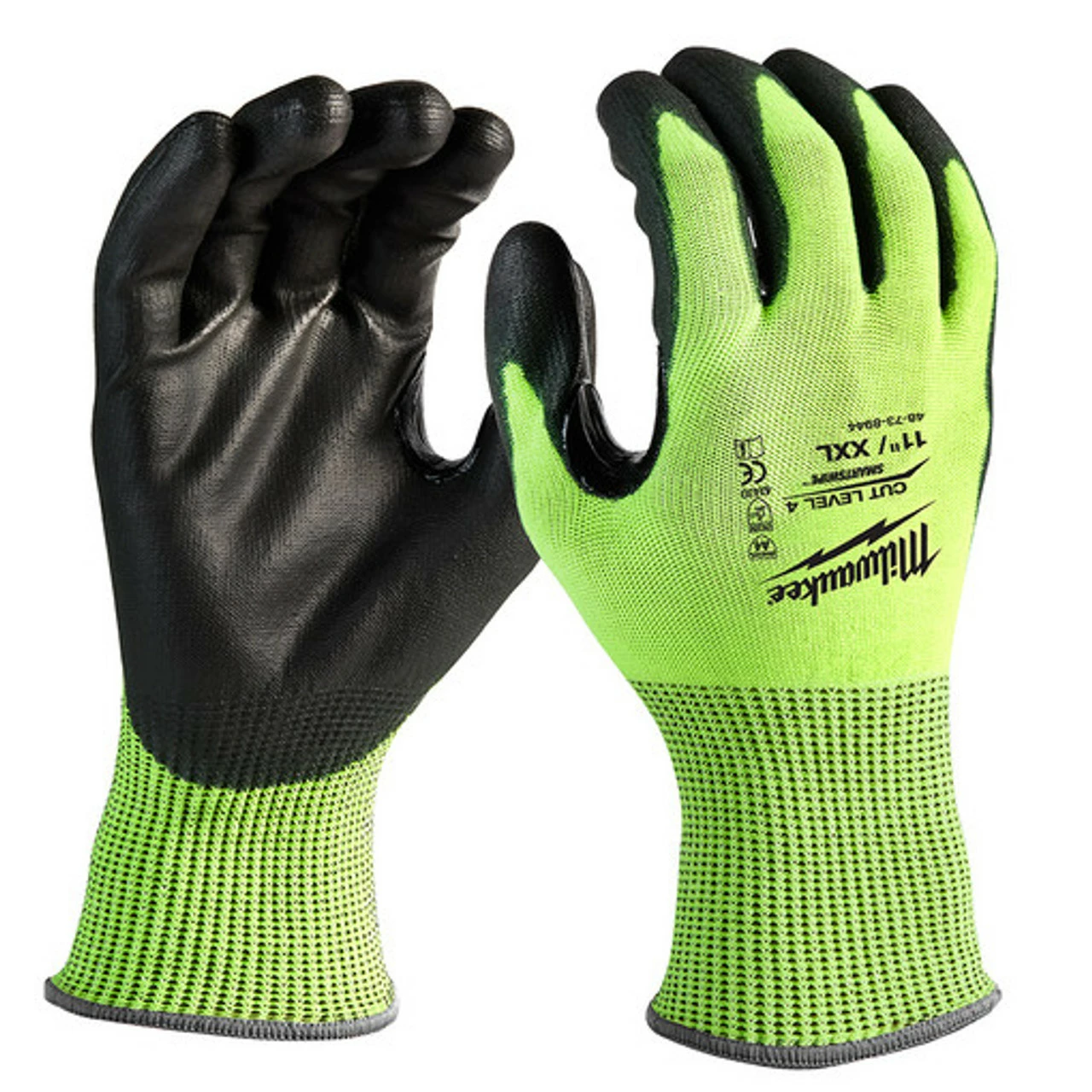 Milwaukee 48-73-8944 High-Visibility Cut Level 4 Polyurethane Dipped Gloves XXL 3 Milwaukee 48-73-8944 High-Visibility Cut Level 4 Polyurethane Dipped Gloves XXL