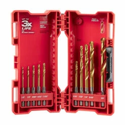 Milwaukee 48-89-4633 10 Pc SHOCKWAVE RED HELIX Titanium Drill Bit Set