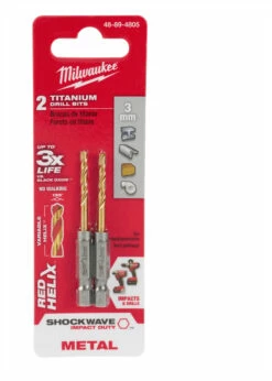 Milwaukee 48-89-4805 Metric SHOCKWAVE Titanium RED HELIX 3 MM