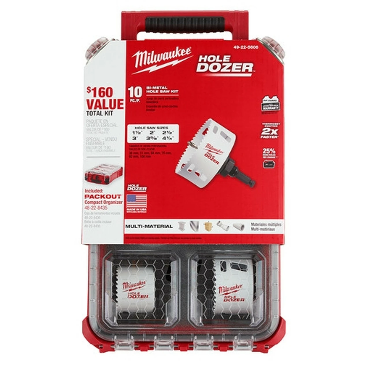 Milwaukee 49-22-5606 10 PC. HOLE DOZER Hole Saw Kit W/PACKOUT COMPACT Organizer 3 Milwaukee 49-22-5606 10 PC. HOLE DOZER Hole Saw Kit W/PACKOUT COMPACT Organizer