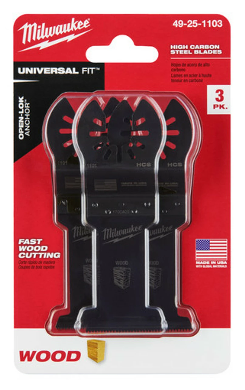 Milwaukee 49-25-1103 OPEN-LOK 1-3/8 In. Titanium Enhanced Bi-Metal Multi-Material Blade 3 Pk 3 Milwaukee 49-25-1103 OPEN-LOK 1-3/8 In. Titanium Enhanced Bi-Metal Multi-Material Blade 3 Pk