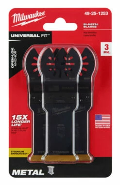Milwaukee 49-25-1253 OPEN-LOK 1-1/8 In. Titanium Enhanced Bi-Metal Metal Blade 3 Pk