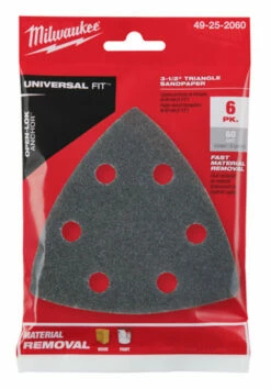 Milwaukee 49-25-2060 3-1/2 In. 60 Grit Triangle Sandpaper 6 Pk