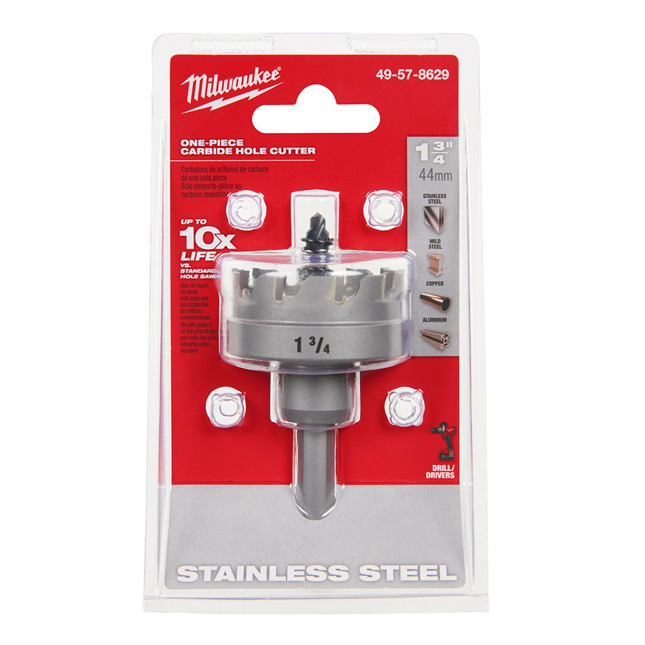 Milwaukee 49-57-8629 1-3/4 In. One-Piece Carbide Hole Cutters 3 Milwaukee 49-57-8629 1-3/4 In. One-Piece Carbide Hole Cutters