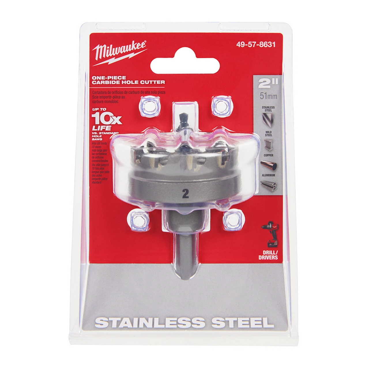 Milwaukee 49-57-8631 2 In. One-Piece Carbide Hole Cutters 3 Milwaukee 49-57-8631 2 In. One-Piece Carbide Hole Cutters