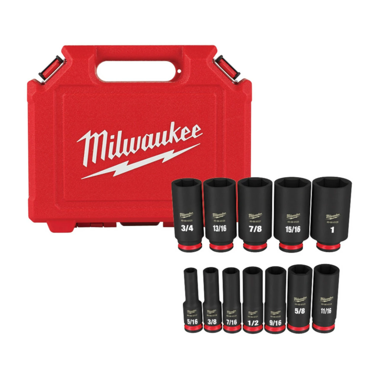 Milwaukee 49-66-7006 12 Pc SHOCKWAVE Impact Duty 3/8 Drive SAE Deep 6 Point Socket Set 3 Milwaukee 49-66-7006 12 Pc SHOCKWAVE Impact Duty 3/8 Drive SAE Deep 6 Point Socket Set