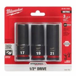 Milwaukee 49-66-7025 3PC Impact Duty 1/2 Drive Metric Deep 6 Point Socket Set