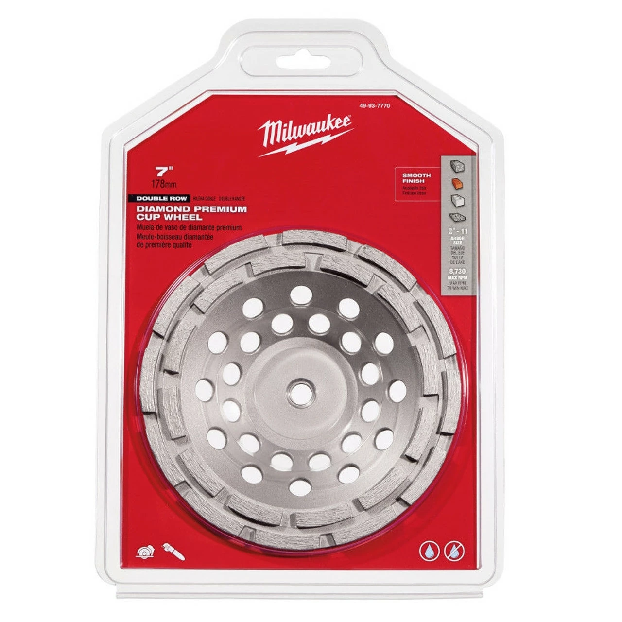 Milwaukee 49-93-7770 7 In. Diamond Cup Wheel Double Row 3 Milwaukee 49-93-7770 7 In. Diamond Cup Wheel Double Row
