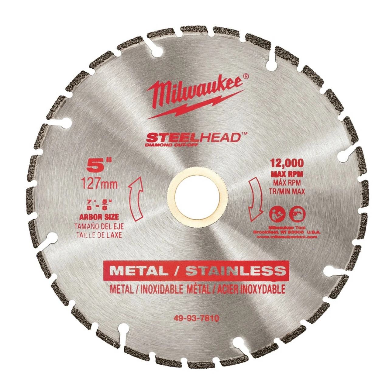 Milwaukee 49-93-7810 5 In. STEELHEAD Diamond Cut-Off Blade 3 Milwaukee 49-93-7810 5 In. STEELHEAD Diamond Cut-Off Blade