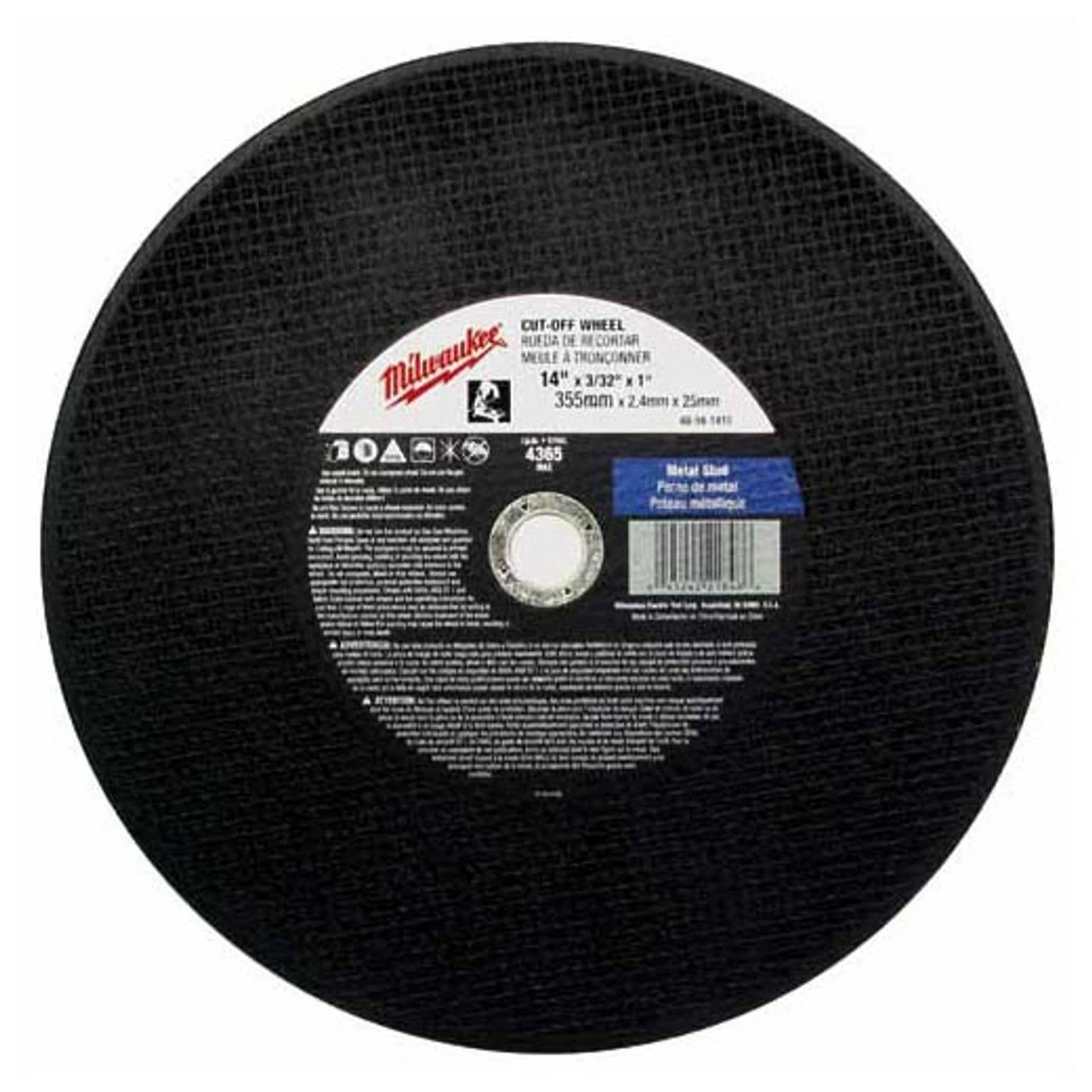 Milwaukee 49-94-1415 Cut-Off Wheel 14 In. X 3/32 In. X 1 In. (Type 1) 3 Milwaukee 49-94-1415 Cut-Off Wheel 14 In. X 3/32 In. X 1 In. (Type 1)