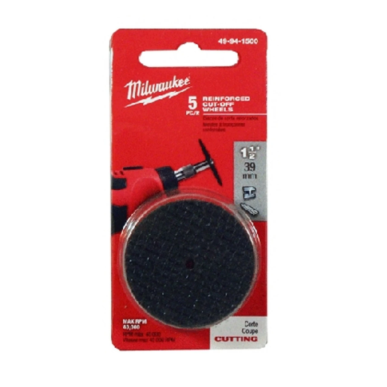 Milwaukee 49-94-1500 1-1/2 In. Reinforced Cut-Off Wheels 3 Milwaukee 49-94-1500 1-1/2 In. Reinforced Cut-Off Wheels