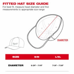 Milwaukee 504R-LXL Red Fitted Hat L/XL -Default Template 7 Fitted Hat Sizing Guide 73608.1667568232.1280.1280 01419.1667568561